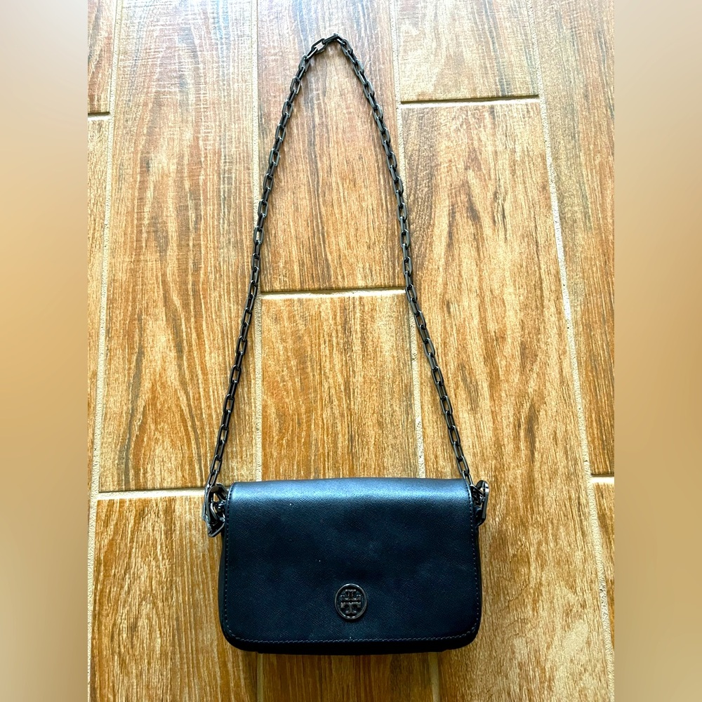 Tory Burch black adjustable chain strap